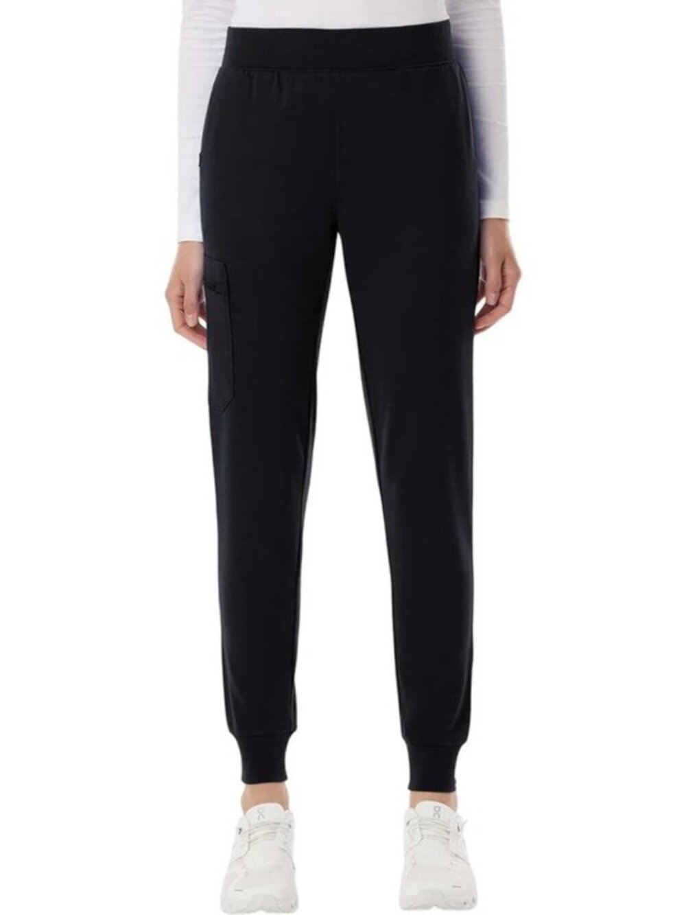 NEW Jaanuu Rib Band High Waisted Jogger XS Petit Black Scrubs Healthcare